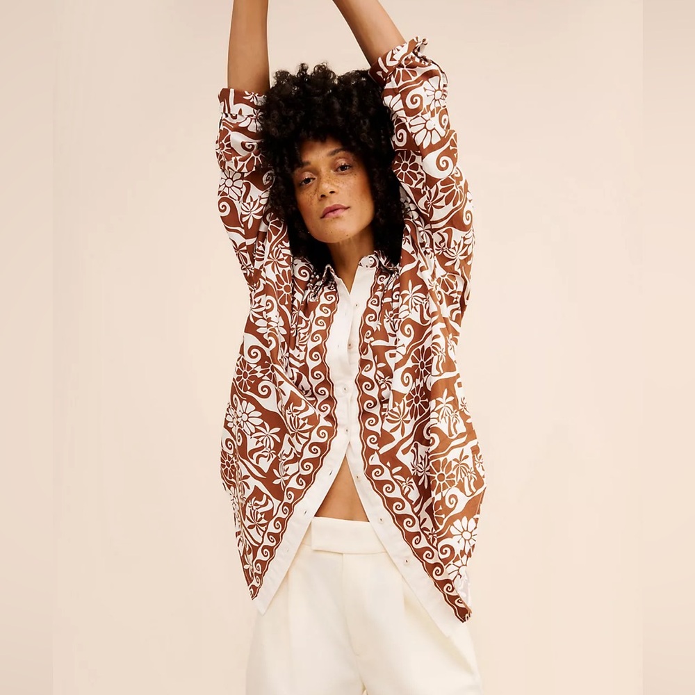 Anthropologie Poplin Long Sleeve Button Down Shirt